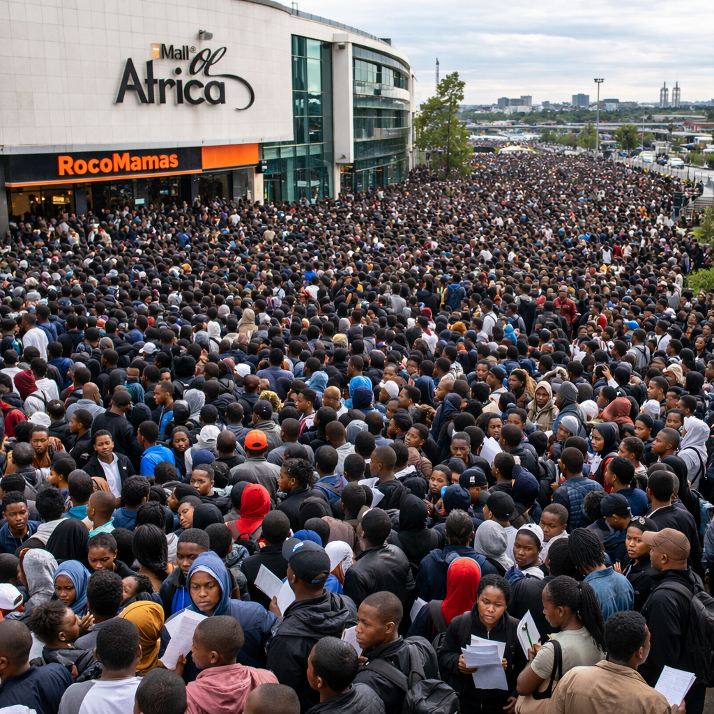 Thousands of Young South Africans Flood Mall of Africa for RocoMamas Job Interviews